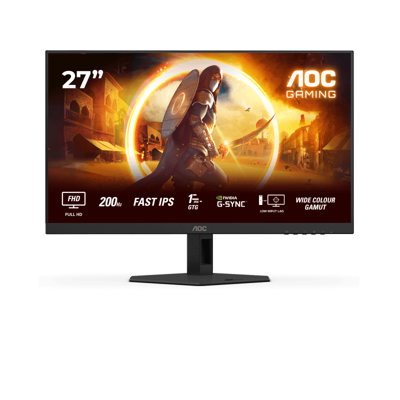 Monitor AOC 27" 27G4HRE, Diagonal (inch): 27, Diagonal (cm): 68, Aspect ratio: 16:9, Panel: Fast IPS, Resolution: 1920x1080, Refresh Rate: 200Hz, Response time GtG: 1ms, Response time MPRT: 0.5ms, Brightness (max): 300 cd/m², Contrast (static) : 1000:1, Contrast (dynamic): 80M:1, Viewing angle