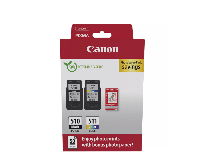 Canon pachet cartuse cearneala PG-510/CL-511 Photo value pack, capacitate negru: 9ml, Color: 9ml, Compatibil cu: PIXMA iP2700, PIXMA iP2702, PIXMA MP230, PIXMA MP240, PIXMA MP250, PIXMA MP252, PIXMA MP260, PIXMA MP270, PIXMA MP272, PIXMA MP280, PIXMA MP282, PIXMA MP480, PIXMA MP490, PIXMA MP492