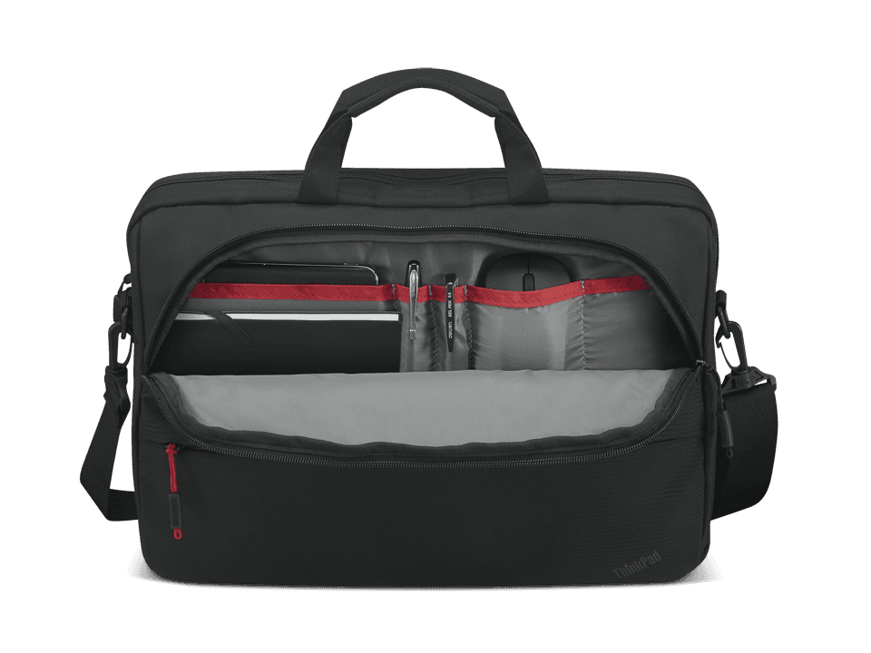 Lenovo ThinkPad Essential 16-inch Topload (Eco), Two main compartments, including a dedicated padded PC pocket, designed to fit Lenovo ThinkPad laptops up to 16", Two additional front zip pockets for quick accessory access, Removable, adjustable shoulder strap for added comfort while carrying