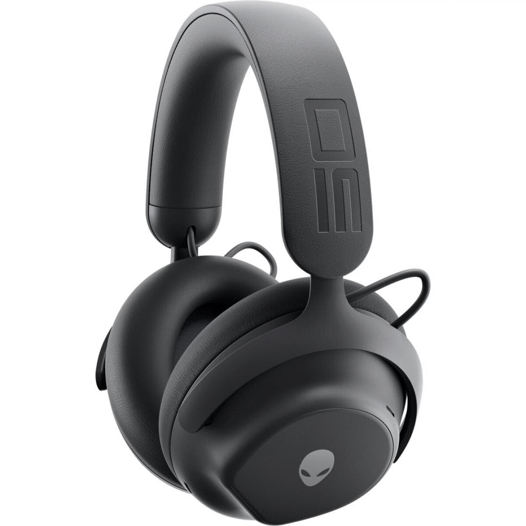 Alienware Pro Wireless Gaming Headset, Connectivity Technology: Wired/Wireless, Wireless Technology: Bluetooth, Wireless Operating Distance: 30m, Bluetooth Standard: Bluetooth 5.3, Impedance: 32 Ohm, Features: 50mm graphene-coated drivers, 2-mic AI noise cancellation, ANC, Noise Canceling: Yes, Fast