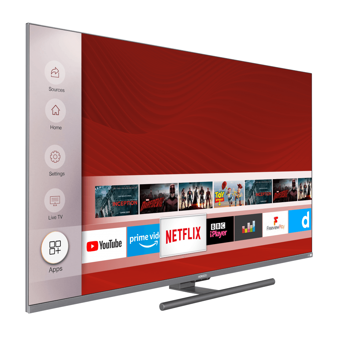 QLED+ TV HORIZON 4K-SMART 55HQ9730U/B, 55" D-LED, 4K Ultra HD (2160p),Dolby Vision HDR / HDR10+ / HDR10 / HLG + MicroDimming, Digital TV-Tuner DVB-S2/T2/C, CME 400Hz, HOS 3.0 SmartTV-UI (WiFi built-in) +Netflix +PrimeVideo +Youtube, Amazon Alexa built in / WW Google Assistant, 1xLAN (RJ45), Wireless