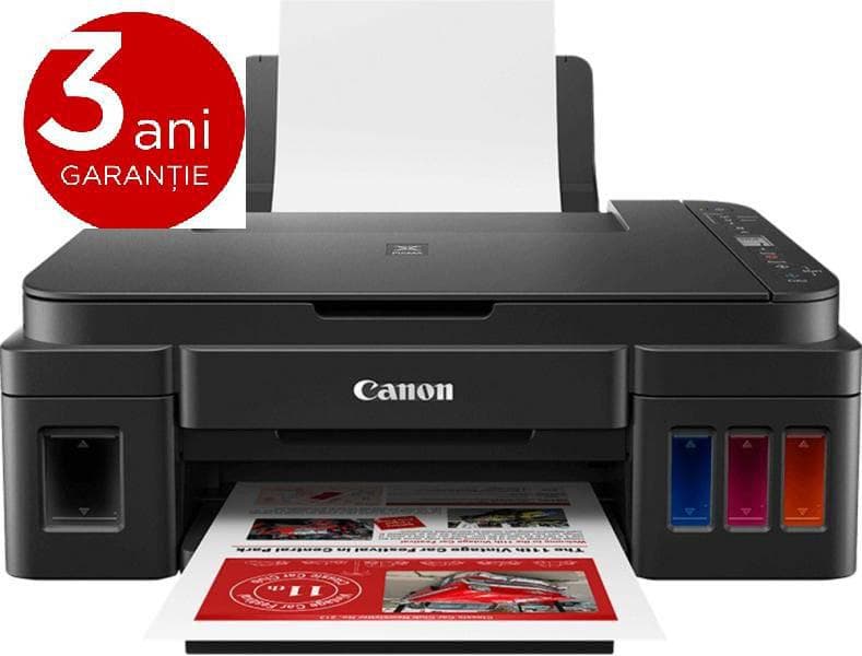 Multifunctional inkjet color CISS Canon PIXMA G3430, dimensiune A4 (Printare, Copiere, Scanare), viteza 11 ipm alb-negru, 6 ipm color,rezolutie printare 4800x1200 dpi, imprimare fara margini, alimentarehartie 100 coli, scanner CIS rezolutie 600x1200 dpi, copiere multipla 99copii, Zoom 25 - 400% (in