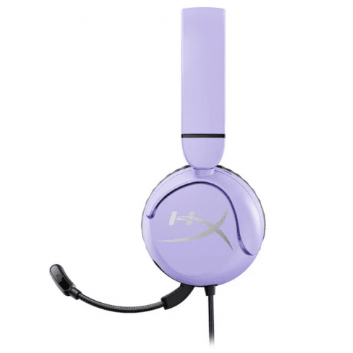 Casti gaming cu fir HyperX Cloud Mini, PC/Nintendo Switch/controllere PS/Xbox/tablete, volum limitat la 85dB, Bluetooth/Jack 3.5 mm, autonomie pana la 25 de ore, frecventa raspuns 20 Hz - 20 KHz, mov