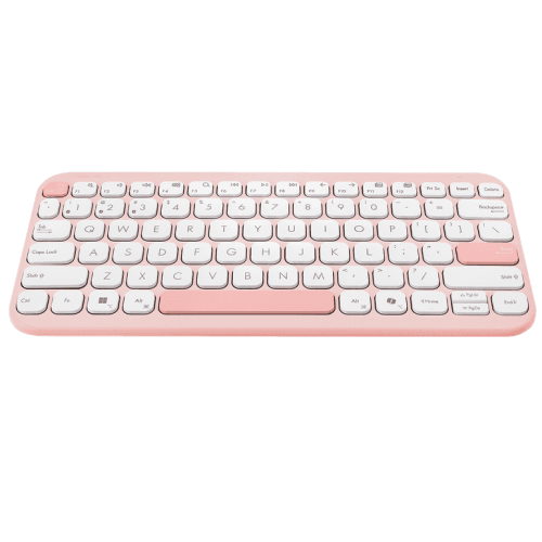 Tastatură wireless ASUS Marshmallow KW100, Bluetooth 5.0, multi-device (3 dispozitive), scissor keys cursă 1,6 mm, 2 niveluri kickstand, 2×AAA autonomie până la ~24 luni, dimensiuni 282×130×18,4 mm, greutate 374,8 g, compatibilă Windows, ChromeOS, macOS, iOS, iPadOS