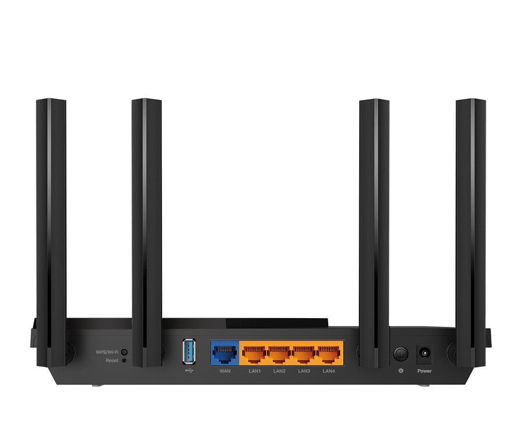 TP-Link Wireless Router, ARCHER AX55 ;WI-FI 6 ,dual band AX3000 5 GHz: 2402 Mbps (802.11ax), 2.4 GHz: 574 Mbps(802.11ax), Standard and Protocol: IEEE 802.11ax/ac/n/a 5 GHz, IEEE 802.11ax/n/b/g 2.4 GHz4 x Antene Externe fixe, 1× Port WAN/LAN Gigabit, 4× Porturi LAN Gigabit, 1× Port USB 3.0.