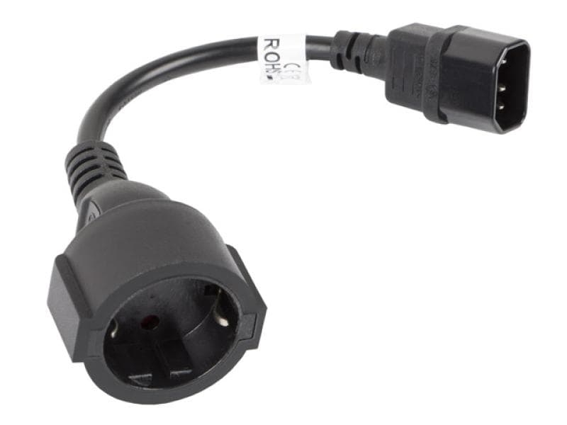 Cablu adaptor IEC 320 C14  Schuko(F) pentru UPS 20 cm negru