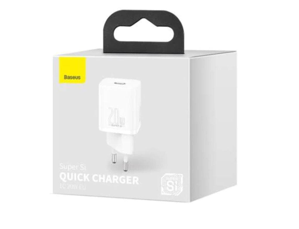 INCARCATOR retea Baseus Super Si, Quick Charge 20W, 1 x USB Type-C 5V/3A, alb