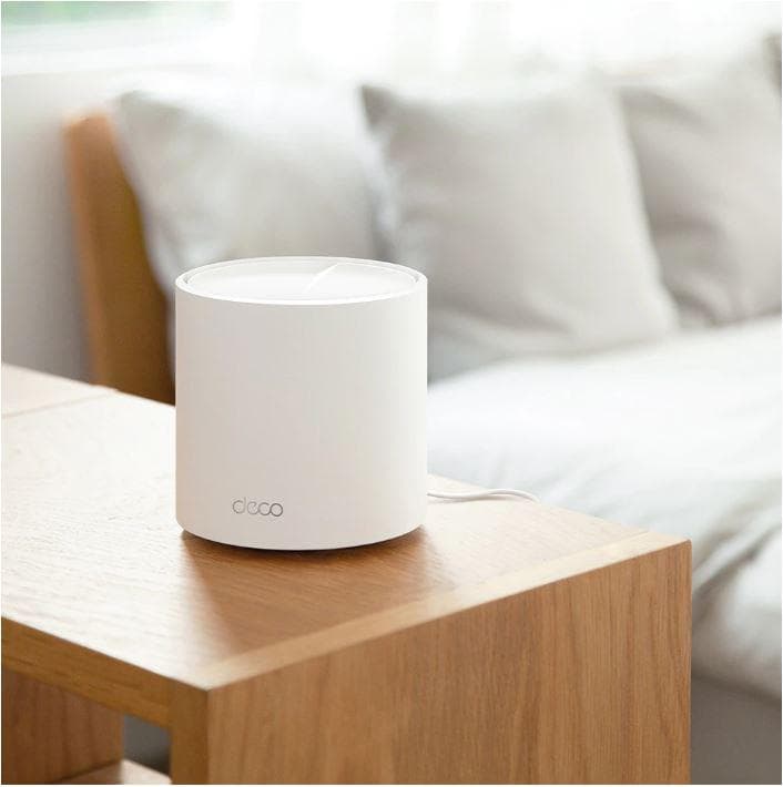 TP-Link AX3000 whole home mesh Wi-Fi 6 System, Deco X50(2-pack);  Standarde Wireless: IEEE 802.11ax/ac/n/a 5 GHz, IEEE 802.11ax/n/b/g 2.4 GHz, 3 LAN/WAN Gigabit Ethernet Ports, 1 GHz Dual-Core CPU, 2 x internal antennas per Deco unit, 2402 Mbps (5 GHz), 574 Mbps (2.4 GHz).