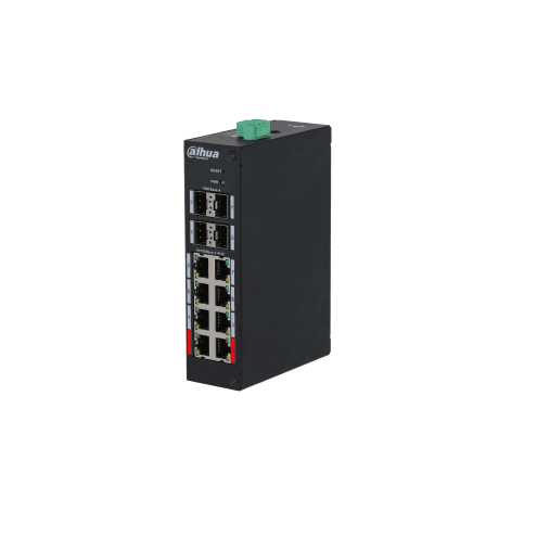 Dahua PoE Hardened Managed Desktop Layer 2 Switch, 12 Ports, 8x100M RJ-45 (PoE max 135W), 4xGbit SFP 1000 (Uplink)