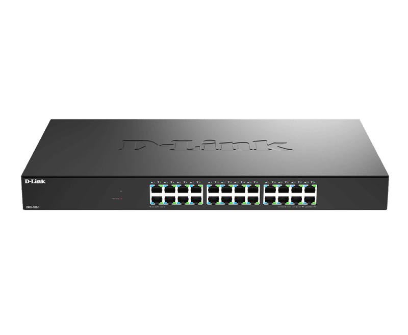 D-Link DMS-1024. Switch type: Unmanaged. Basic switching RJ-45 Ethernet ports type: 2.5G Ethernet (100/1000/2500), Basic switching RJ-45 Ethernet ports quantity: 24. MAC address table: 32000 entries, Switching capacity: 120 Gbit/s. Networking standards: IEEE 802.3, IEEE 802.3ab, IEEE 802.3az, IEEE