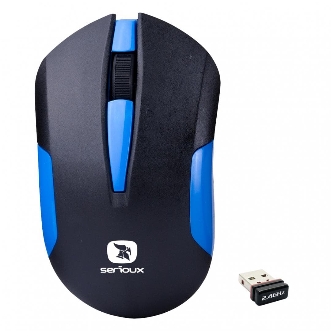Mouse Serioux wireless, Drago 300, 1000dpi, albastru, baterie AAinclusa, receptor nano, blister, USB