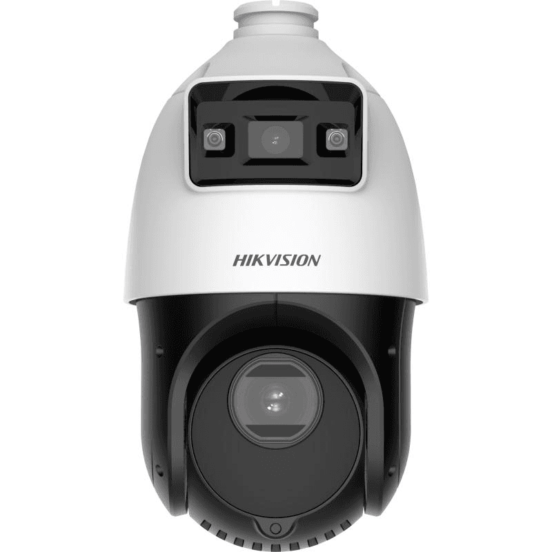 Camera de supraveghere IP Speed Dome 4MP Hikvision DS-2SE4C415MWG-E, lentila fixa bullet: 2.8 mm, lentila varifocala PTZ: 4.8 to 72 mm, 15 × optical, iluminare min.: [Bullet channel]: 0.0005 Lux @ (F1.0, AGC ON), 0 Lux; [PTZ channel]: Color: 0.005 Lux @ (F1.6, AGC ON), B/W: 0.001 Lux @ (F1.6, AGC