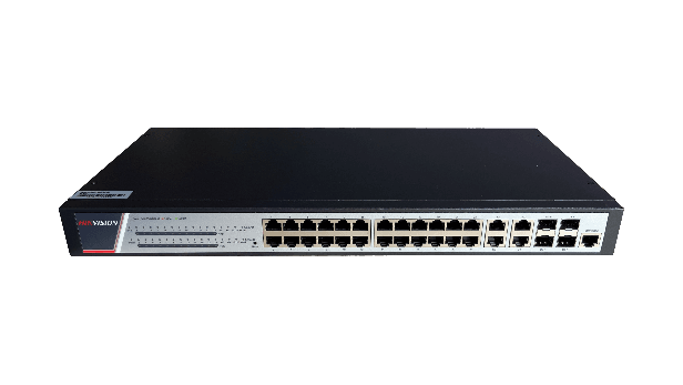 Switch 24 porturi POE Gigabit, Hikvision DS-3E2528P(B)(O-STD), Full Managed, 24  x Gigabit Poe electrical ports si 4 x Gigabit combo ports, SwitchingCapacity 336 Gbps, Packet Forwarding Rate 51 Mpps,putere POE 370 W, maxim 30W per port, Software Function: Device Maintenance, Reliability, WLAN, Port