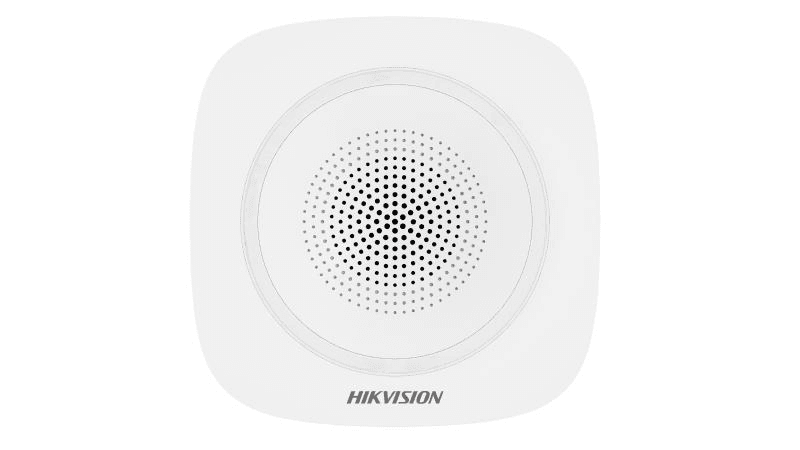 Sirena interior wireless AX PRO Hikvision DS-PS1-I-WE(B)-R(Red Indicator); 868MHz two-way Tri-X wireless technology, distanta comunicare RF: 1600m in camp deschis, nivel sonor: 90 la 110dB, 3 tipuri de sonerii de alarma: alarma la efractie, alarma la incendiu si alarma panica, criptare: AES-128