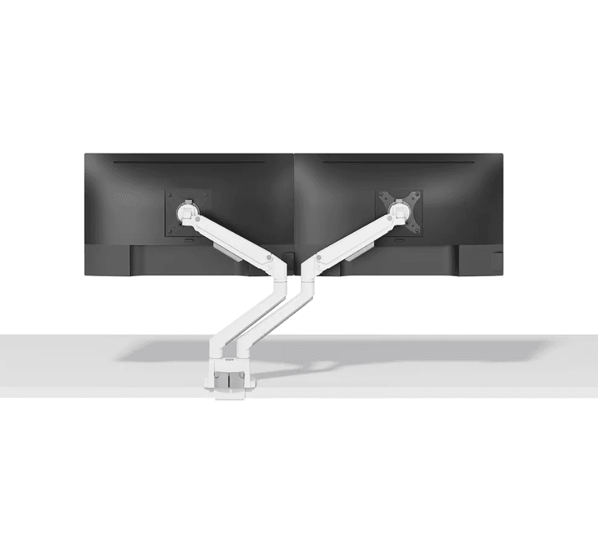 Brat dublu monitor Neomounts DS70-250WH2; pentru display-uri cu diagonale 17"-32", sistem de prindere VESA 75x75~100x100, greutate maxima suportata 9 - per ecrankg, full motion, tilt +45°, swivel 90°, rotate 180°; gas spring; culoare argintiu. Garantie 5 ani