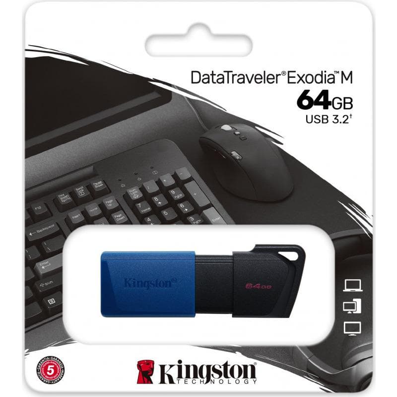 Memorie USB Flash Drive Kingston DataTraveler Exodia M, 64GB, USB 3.2, negru