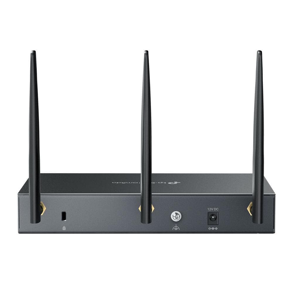 "Omada AX3000 Wi-Fi 6 Gigabit VPN Router PORT: 1× Gigabit SFP WAN/LAN Port, 1× Gigabit RJ45 WAN Port, 4× Gigabit WAN/LAN RJ45 Ports, 1× USB 3.0 SPEED: 574Mbps at 2.4 GHz + 2402 Mbps at 5 GHz (HE160) FEATURE: Integration with Omada SDN Controller, Support SSL VPN, OpenVPN and Wireguard/ IPsec/ PPTP/