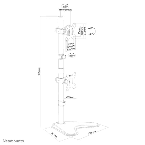 Suport Monitor de Birou Dual, Neomounts by Newstar FPMA-D550DDVBLACK, 10" - 32", VESA 100x100, suporta pana la 8kg, negru