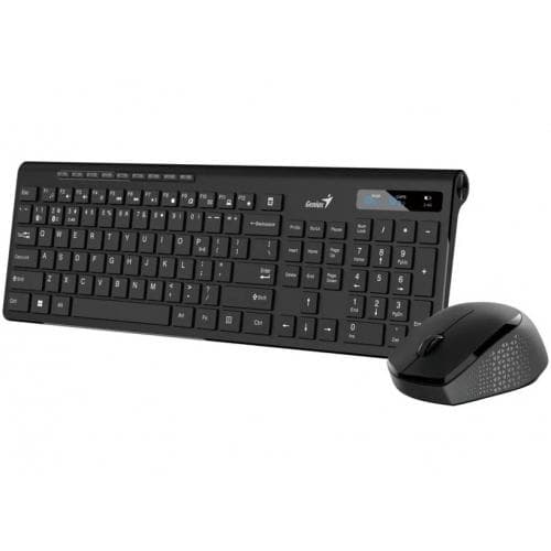 Kit wireless Genius, tastatura wireless 104 taste (multimedia) + mouse wireless 1200dpi, 3 butoane, BT 5.3 + 2.4G, interfata USB, negru