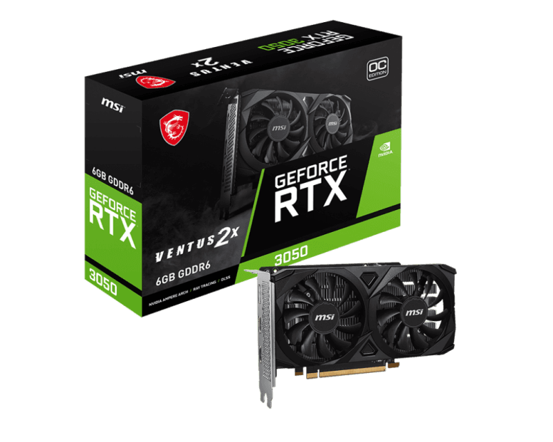 Placa Video MSI GEFORCE RTX 3050 VENTUS 2X E OC 6GB GDDR6 96 bit, PCIE 4.0, 1x DP 2x HDMI