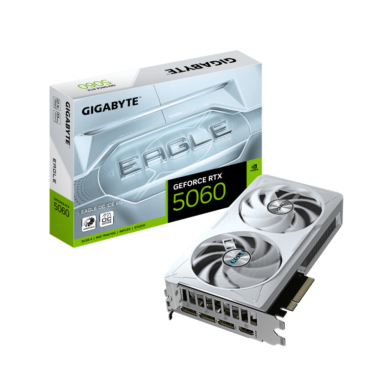 Placa Video GIGABYTE GEFORCE RTX 5060 EAGLE OC ICE 8GB GDDR7 128 bit, PCIE 5.0, 3x DP 1x HDMI