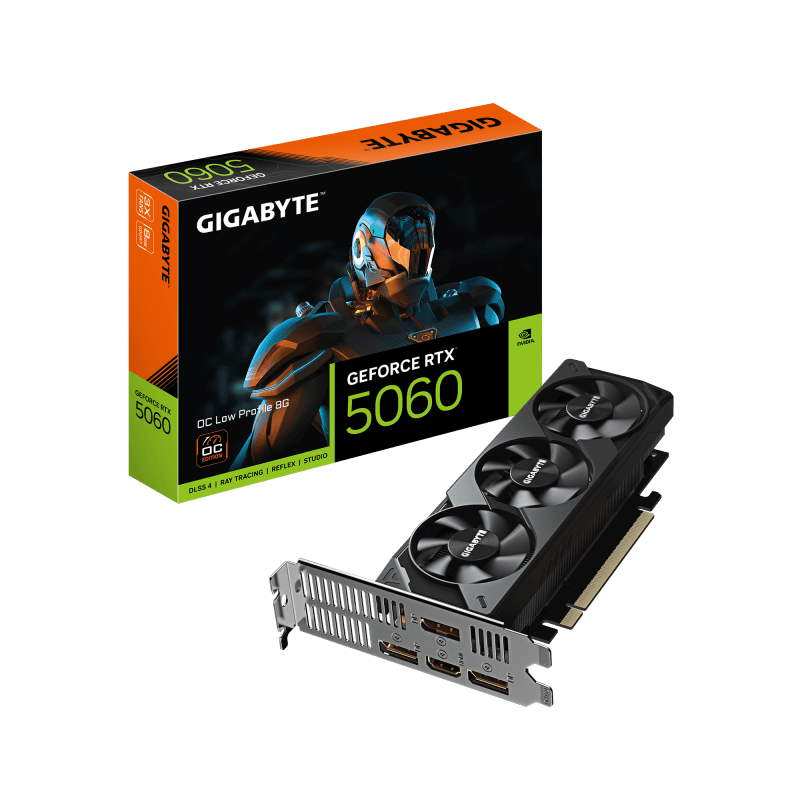 Placa Video GIGABYTE GEFORCE RTX 5060 OC LOW PROFILE 8GB GDDR7 128 bit, PCIE 5.0, 2x DP 2.1b 1x DP 1.4a 1x HDMI