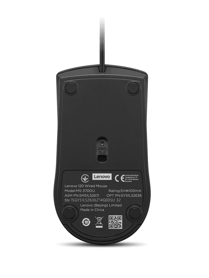 Mouse cu fir Lenovo 120; 1600DPI; conectivitate: USB-A; senzor optic; numar de butoane: 3; greutate: 90g; lungimea cablului: 1.5m; compatibil cu Windows 10 Home Single Language 64, Windows 11; culoare: negru