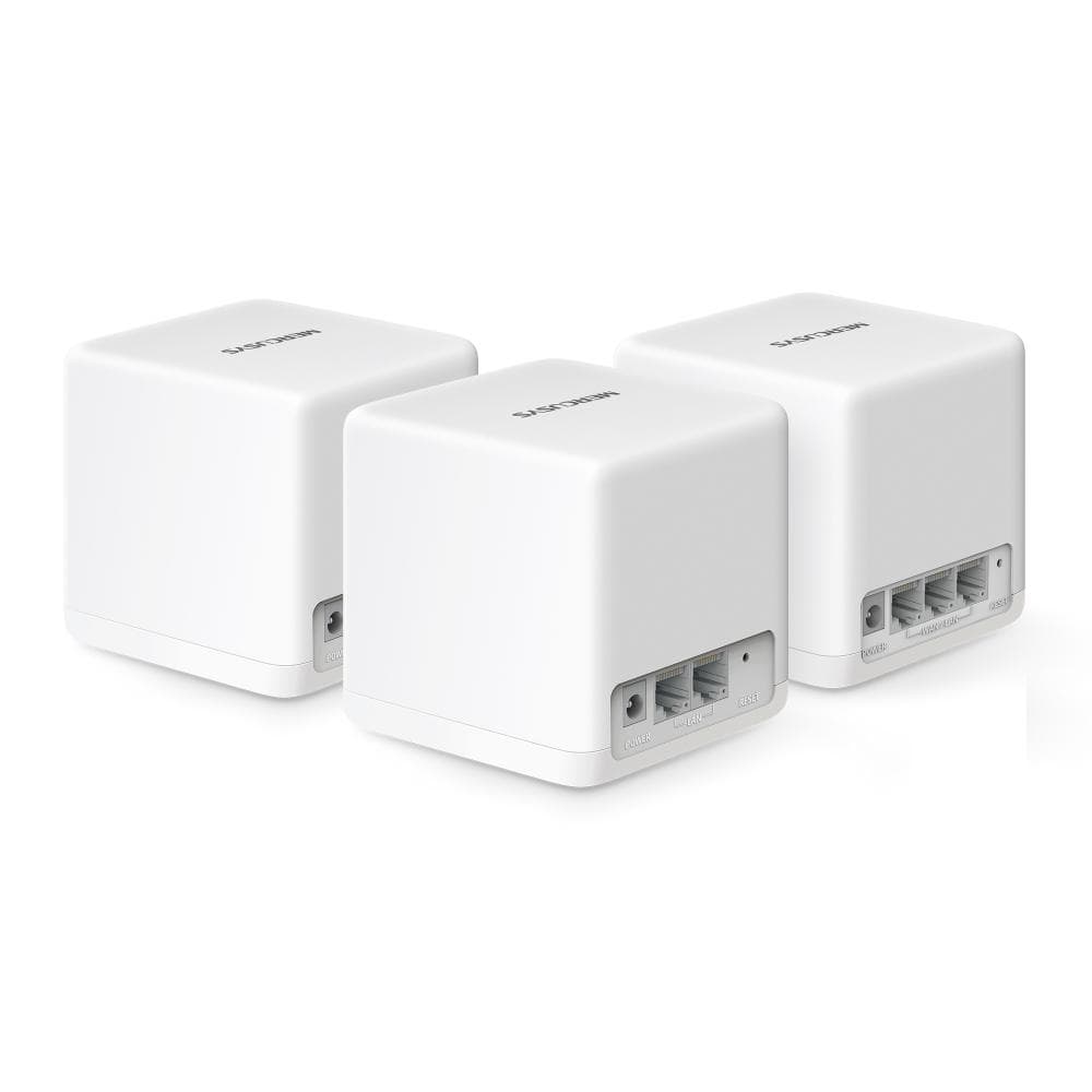 Mercusys Halo H60X(3-pack) Whole mesh Wi-Fi6 system, AX1500, Dual-band, Standarde wireless: IEEE 802.11ax/ac/n/a 5 GHz, IEEE 802.11n/b/g 2.4 GHz, Viteza wireless: 1201 Mbps on 5 GHz, 300 Mbps on 2.4 GHz, Dimensiuni:88 × 88 × 88 mm, Interfata: 3 x 10/100/1000LAN/WAN, Pachetul contine 1 x Halo H60XR