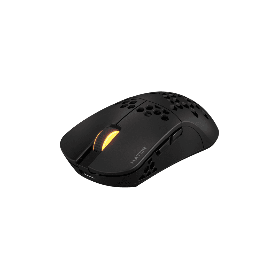 Mouse wireless Hator Stellar Pro, conectivitate 2.4GHz, bluetooth si USB, polling rate pana la 1000Hz, capacitate baterie 300mAh, durata de viata baterie in modul wireless pana la 18 ore (iluminare pornita), pana la 42 de ore (iluminare oprita), timp incarcare 2 ore, tip senzor Optical PixArt 3395