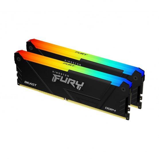Memorie RAM Kingston DDR4 16GB 3600MHz CL17 1.35V Dual Channel Kit Fury Beast RGB Black XMP