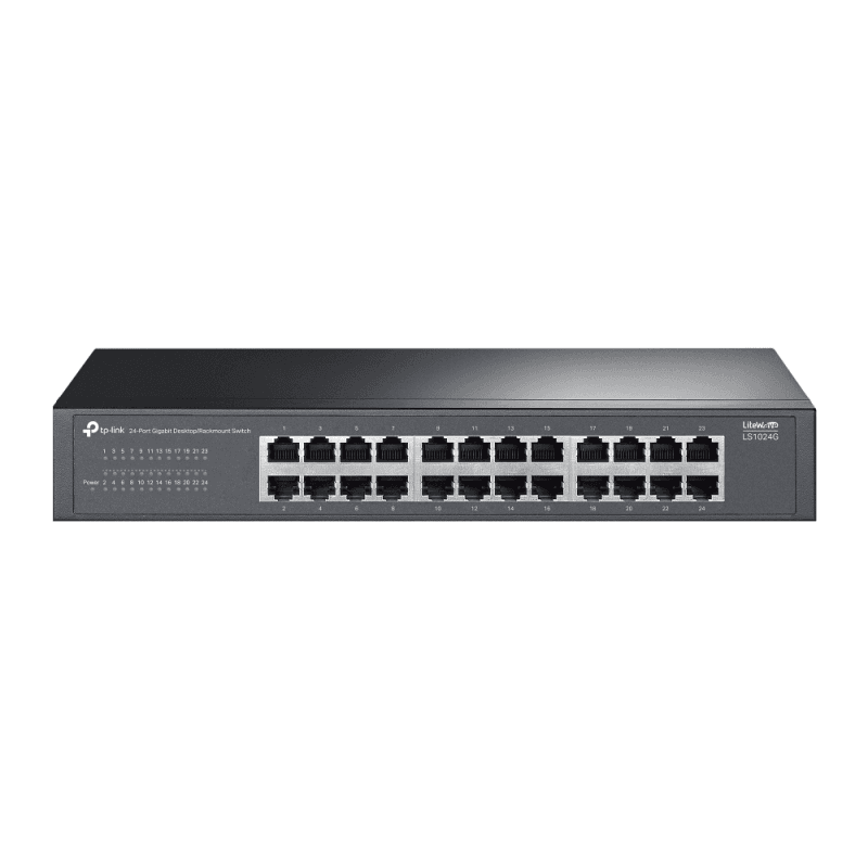LiteWave 24-Port Gigabit Switch PORT: 24× Gigabit RJ45 Ports SPEC: 1U 13-inch Rack-mountable Steel Case FEATURE: Plug and Play