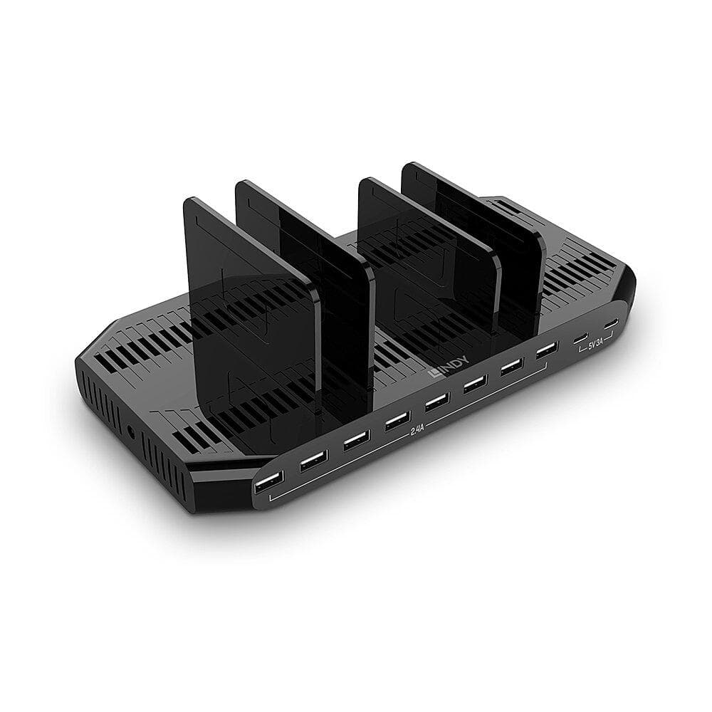 Statie de incarcare USB Lindy, 10 porturi, putere maxima 120W, negru