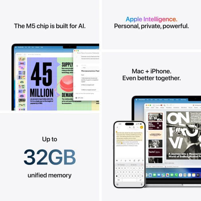 MacBook Air 15.3" Retina/Apple M5 (CPU 10-core, GPU 10-core, NeuralEngine16-core)/16GB/1TB - Silver - INT KB (No Adapter) - 2026