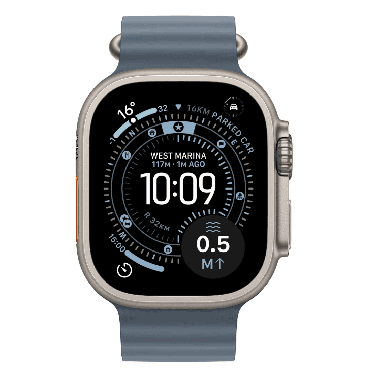 Apple Watch Ultra 3 GPS + Cellular 49mm Natural Titanium Case with Anchor Blue Ocean Band