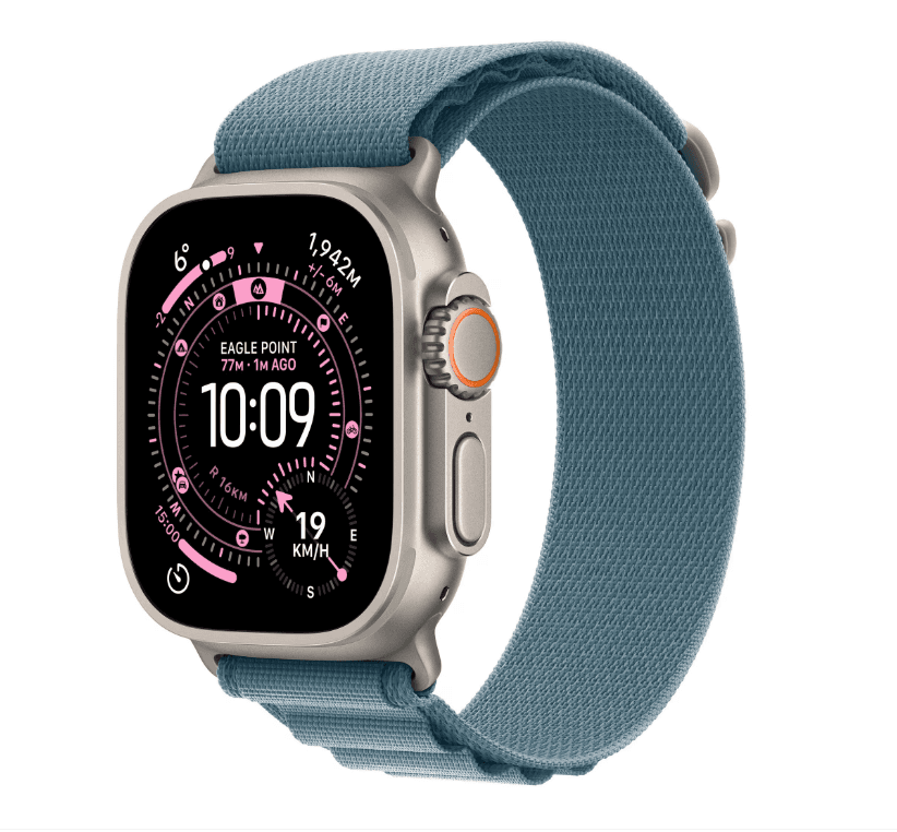Apple Watch Ultra 3 GPS + Cellular 49mm Natural Titanium Case with Light Blue Alpine Loop - Small