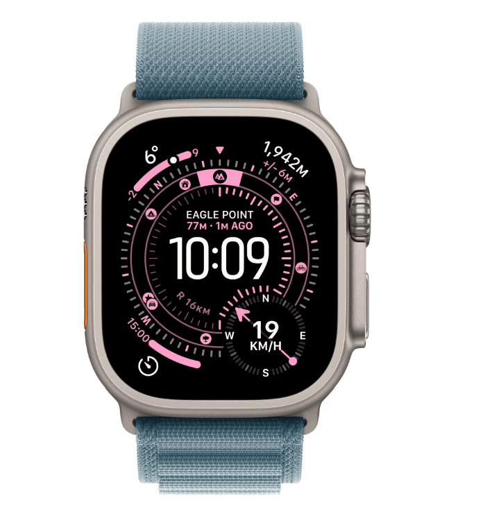 Apple Watch Ultra 3 GPS + Cellular 49mm Natural Titanium Case with Light Blue Alpine Loop - Large