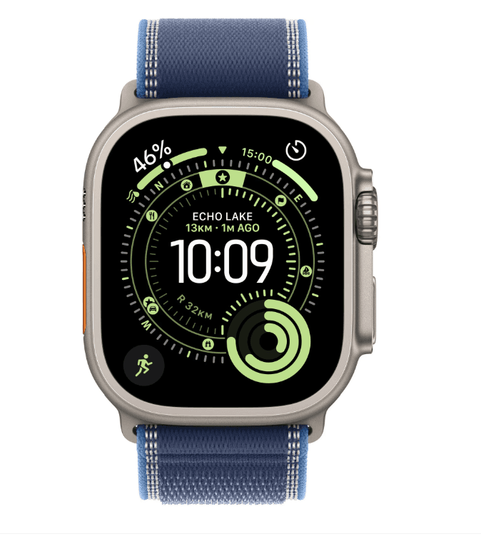 Apple Watch Ultra 3 GPS + Cellular 49mm Natural Titanium Case with Blue/Bright Blue Trail Loop - S/M