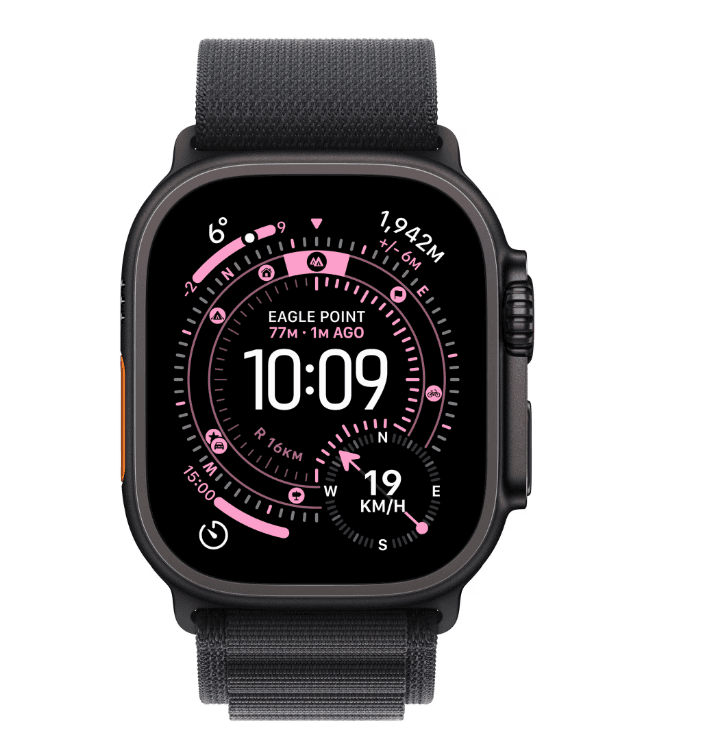 Apple Watch Ultra 3 GPS + Cellular 49mm Black Titanium Case with Black Alpine Loop - Medium