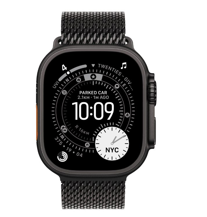 Apple Watch Ultra 3 GPS + Cellular 49mm Black Titanium Case with Black Titanium Milanese Loop - Small