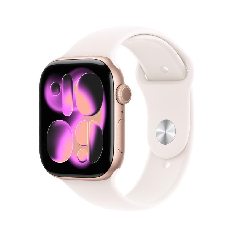 Apple Watch Series 11 GPS + Cellular 46mm Rose Gold Aluminium Case with Light Blush Sport Band - M/L
