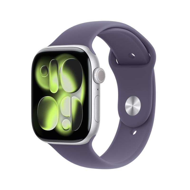 Apple Watch Series 11 GPS + Cellular 46mm Silver Aluminium Case with Purple Fog Sport Band - M/L