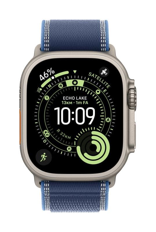 Apple Watch 49mm Blue/Bright Blue Trail Loop - S/M - Black Titanium Finish