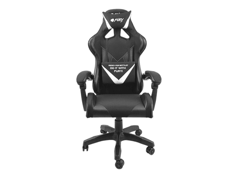 Scaun gaming FURY AVENGER L, material piele ecologica+polyester, reglabil pe inaltime, greutate maxima suportata 150 kg, inaltime scaun reglabil 46.5 - 56.5 cm, spatar ajustabil 180°, dimensiuni roti 60mm,  echipat cu piston cu gaz clasa 3, manere 4D, negru