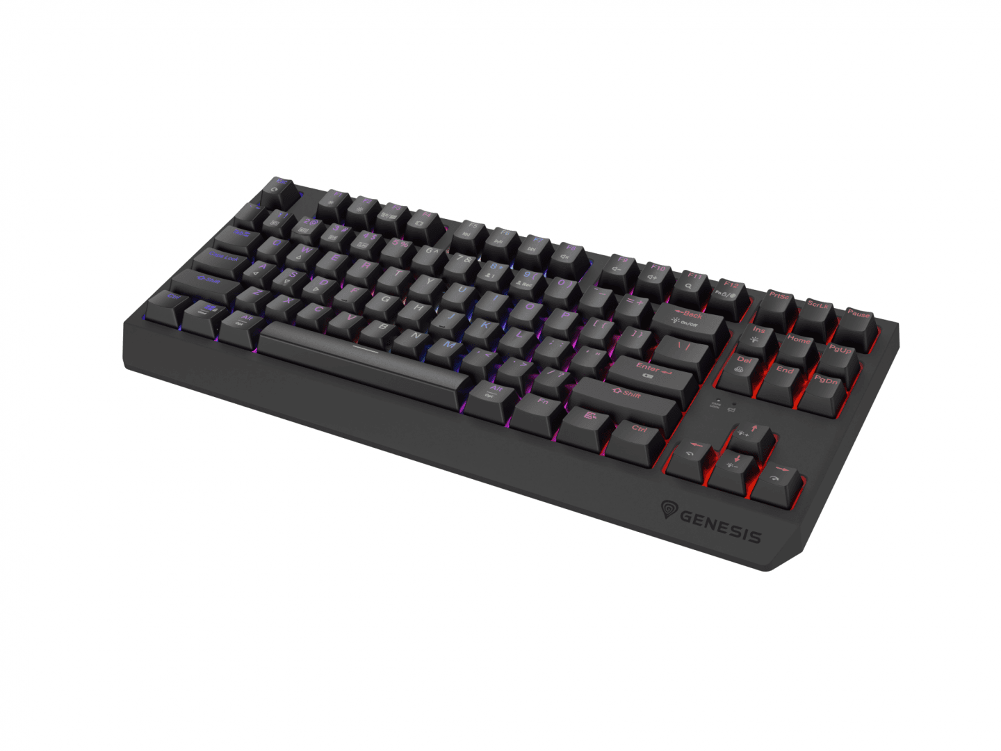 Tastatura gaming mecanica wireless Genesis Thor 230 TKL, iluminare RGB, swtich-uri Red, 87 taste, 11 butoane multimedia, negru