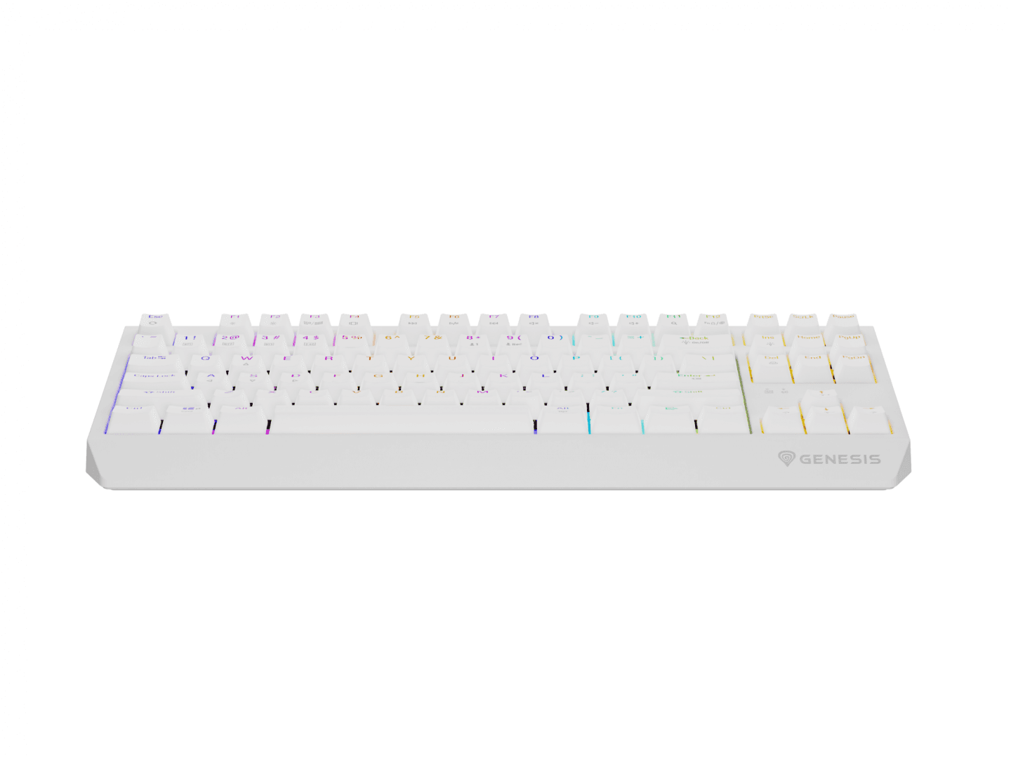 Tastatura gaming mecanica wireless Genesis Thor 230 TKL, iluminare RGB, 87 taste, 11 butoane multimedia, alb