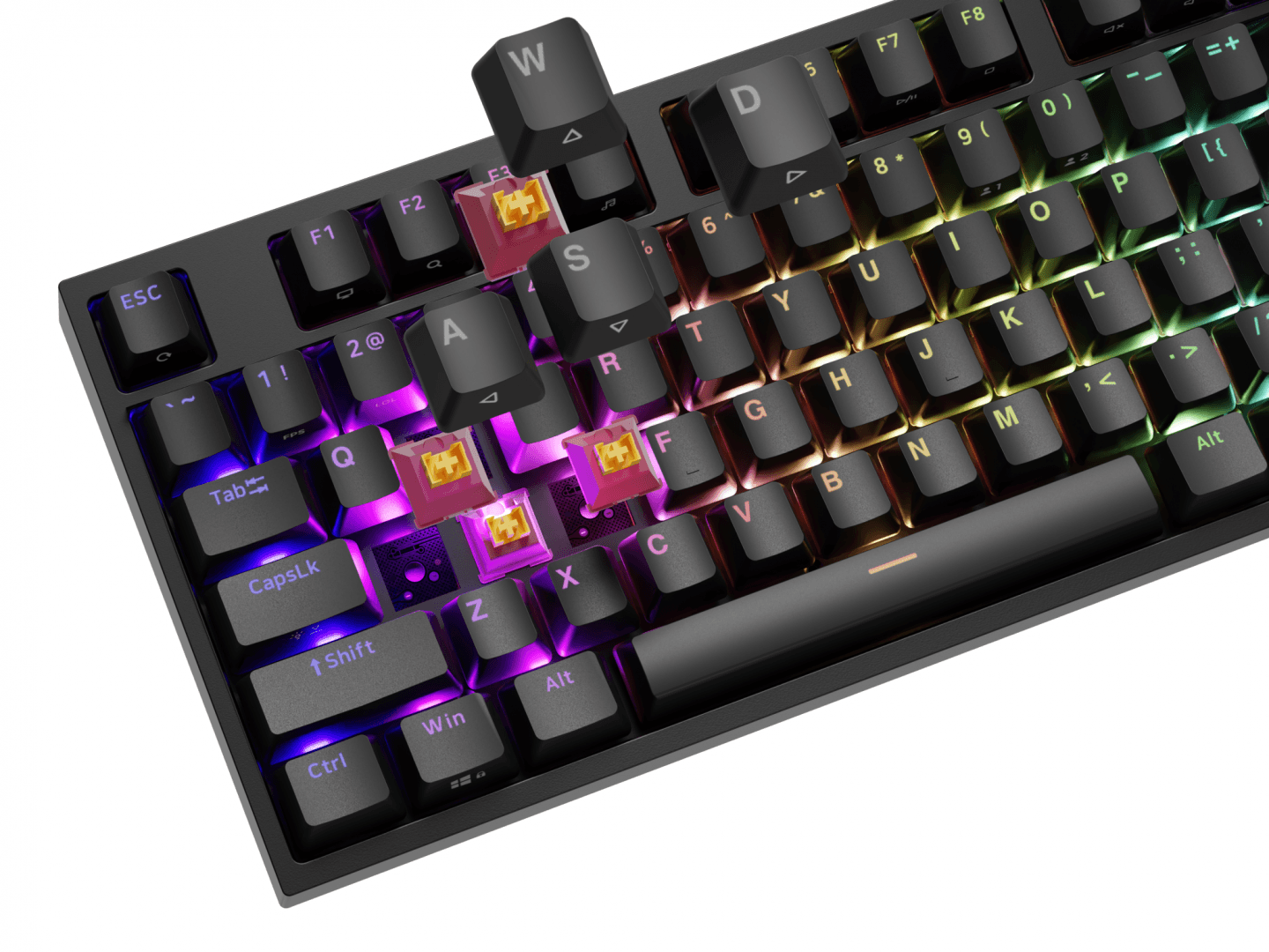 Tastatura gaming mecanica cu fir Genesis Thor 404 , iluminare RGB, switch-uri Peach, 107 taste, 11 butoane multimedia, negru