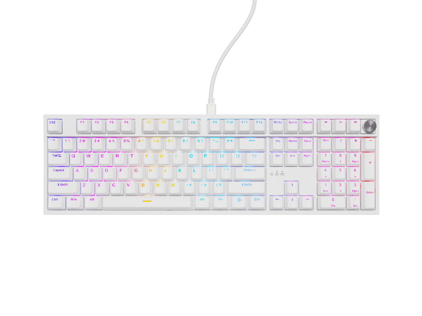 Tastatura gaming mecanica cu fir Genesis Thor 404, iluminare RGB, 107 taste, 11 butoane multimedia, alb