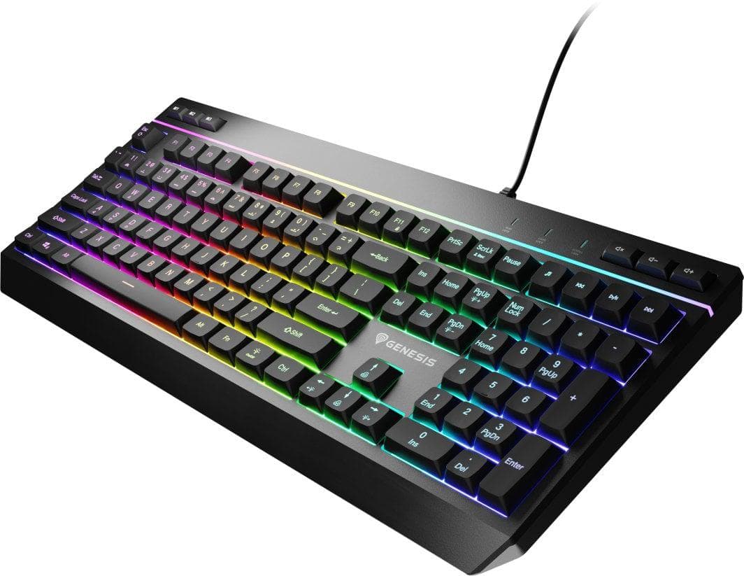 Tastatura gaming cu fir Genesis RHOD 530, tip membrana, iluminare RGB, numar taste 114, material ABS, lungime cablu 180cm, negru