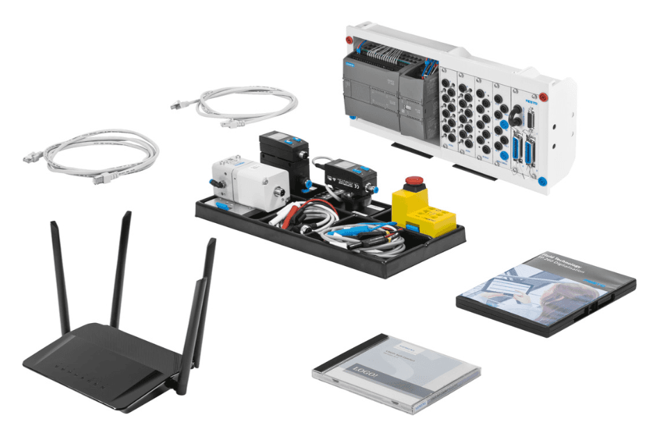 Set de echipamnte TP 260.v2 - nivel avansat - digitalizare in pneumatică - Stand educațional pentru studiul pneumaticii digitale cu 15 exerciții, conține ghiduri pentru profesori și elevi. Se adresează liceeelor tehnologice cu specializările: automatizări, mecanică, electrică, mecatronică.  Setul de
