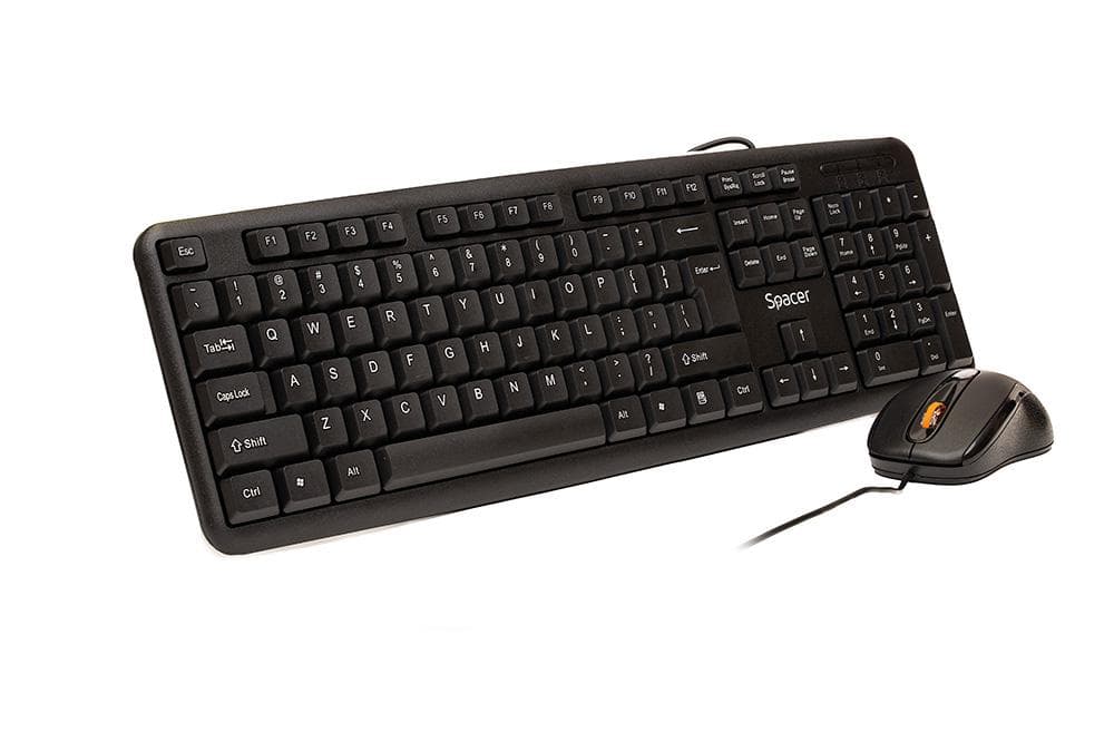 KIT Tastatura si Mouse Spacer SPDS-S6201 cu fir, USB, tastatura „SPKB- S62" + mouse optic „SPMO-F01", black, „SPDS-S6201”